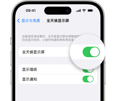 宁夏苹果15预约维修分享iPhone15如何设置全天候显示屏幕可见 