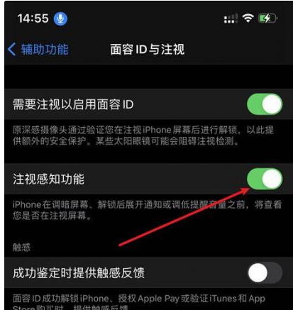 宁夏苹果14维修网点分享iPhone14注视感知功能有什么用 